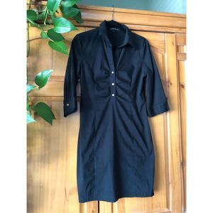 Express Design Studio 3/4 Sleeve Black Shirt Dress SZ 8